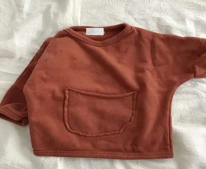 Teddy Pocket Pullover - 6/7 Years/Rust
